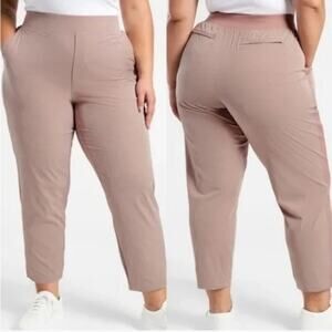 NEW Athleta Brooklyn Textured Ankle Pants Rose Pink Women's Plus Size 24